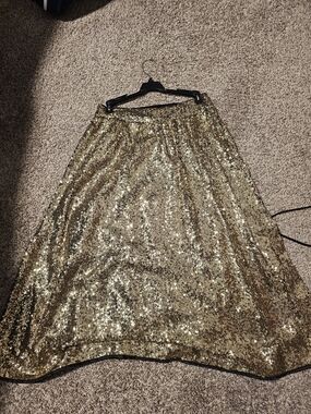 Gold Sequin A-Line Skirt by